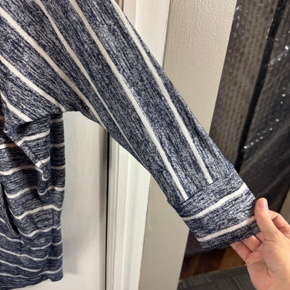 Market & Spruce Navy White Striped Hooded Pullover Tunic | Size L - Picture 6 of 9